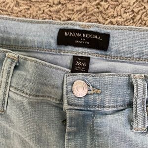 Banana Republic skinny fit light wash jeans.